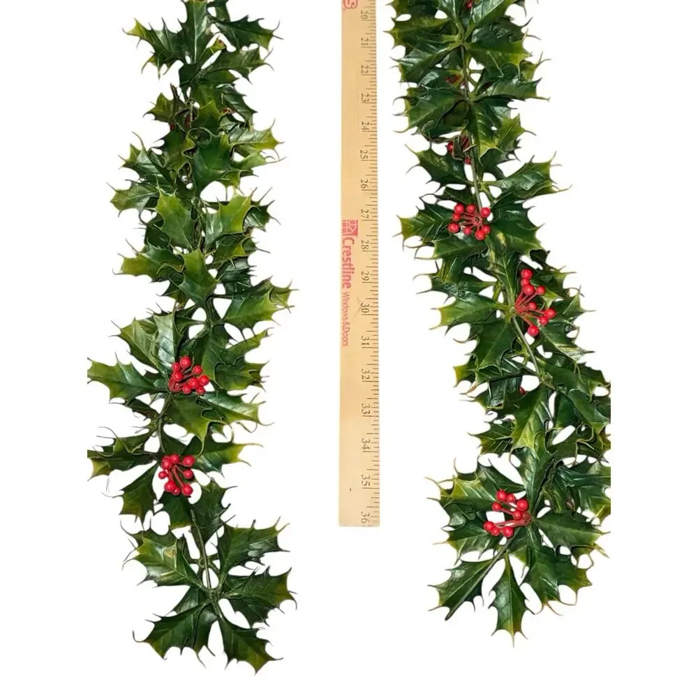 Vintage Artificial Holly Garland Red‎ Berries Christmas Holiday Greenery 6 Feet